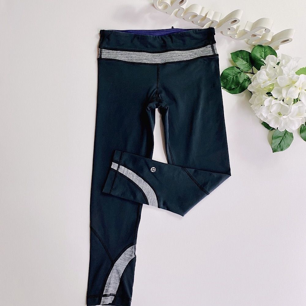 Lululemon Run Inspire Crop Heathered Dark Black 4